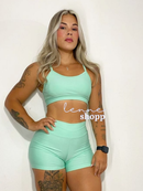 Conjunto Academia Fitness Short e Top Cintura Alta Moda Fitness LISOS