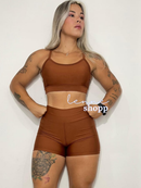 Conjunto Academia Fitness Short e Top Cintura Alta Moda Fitness LISOS