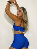 Conjunto Academia Fitness Short e Top Cintura Alta Moda Fitness LISOS