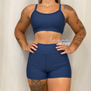Conjunto Academia Fitness Short e Top Cintura Alta Moda Fitness LISOS