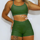 Conjunto Academia Fitness Short e Top Cintura Alta Moda Fitness LISOS