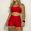 Conjunto Academia Fitness Short e Top Cintura Alta Moda Fitness LISOS