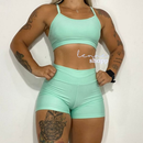 Conjunto Academia Fitness Short e Top Cintura Alta Moda Fitness LISOS