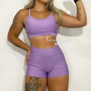 Conjunto Academia Fitness Short e Top Cintura Alta Moda Fitness LISOS
