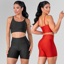 Conjunto Fitness Feminino Top Alça e Short Com Bolso Cintura Alta Treino Academia