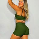 Conjunto Academia Fitness Short e Top Cintura Alta Moda Fitness LISOS